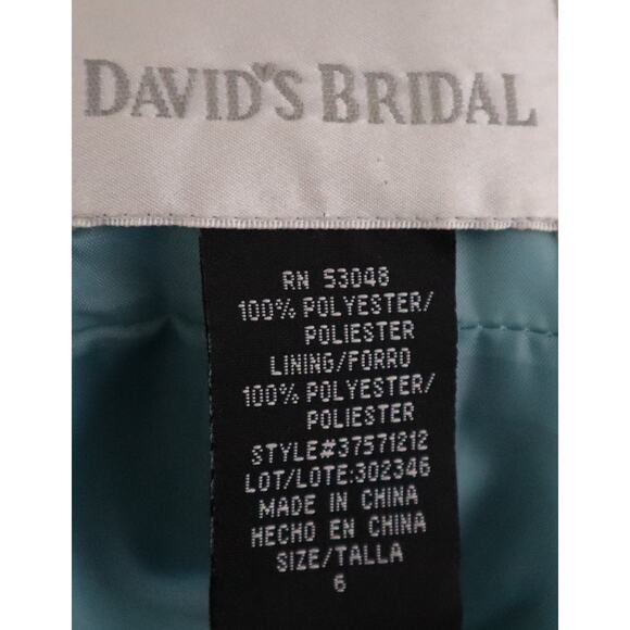 Davids Bridal Turquoise Blue Dress Black Tulle Sequin Fit and Flare Womens 6 - Picture 8 of 8